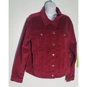 Womens New Burgundy Corduroy Jacket Size Large Cabincore Bohemian Western